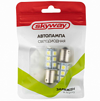 Автолампа диод S25 (P21W) 12V 18 SMD диодов BA15s 1-конт Белая SKYWAY Противотуман,стопы min 2шт